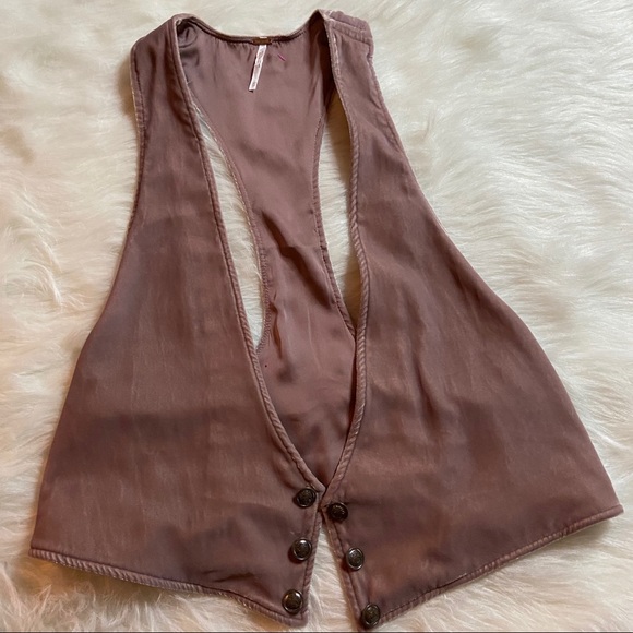 NWOT Free People Purple Velvet Vest Sz XS - Picture 2 of 6